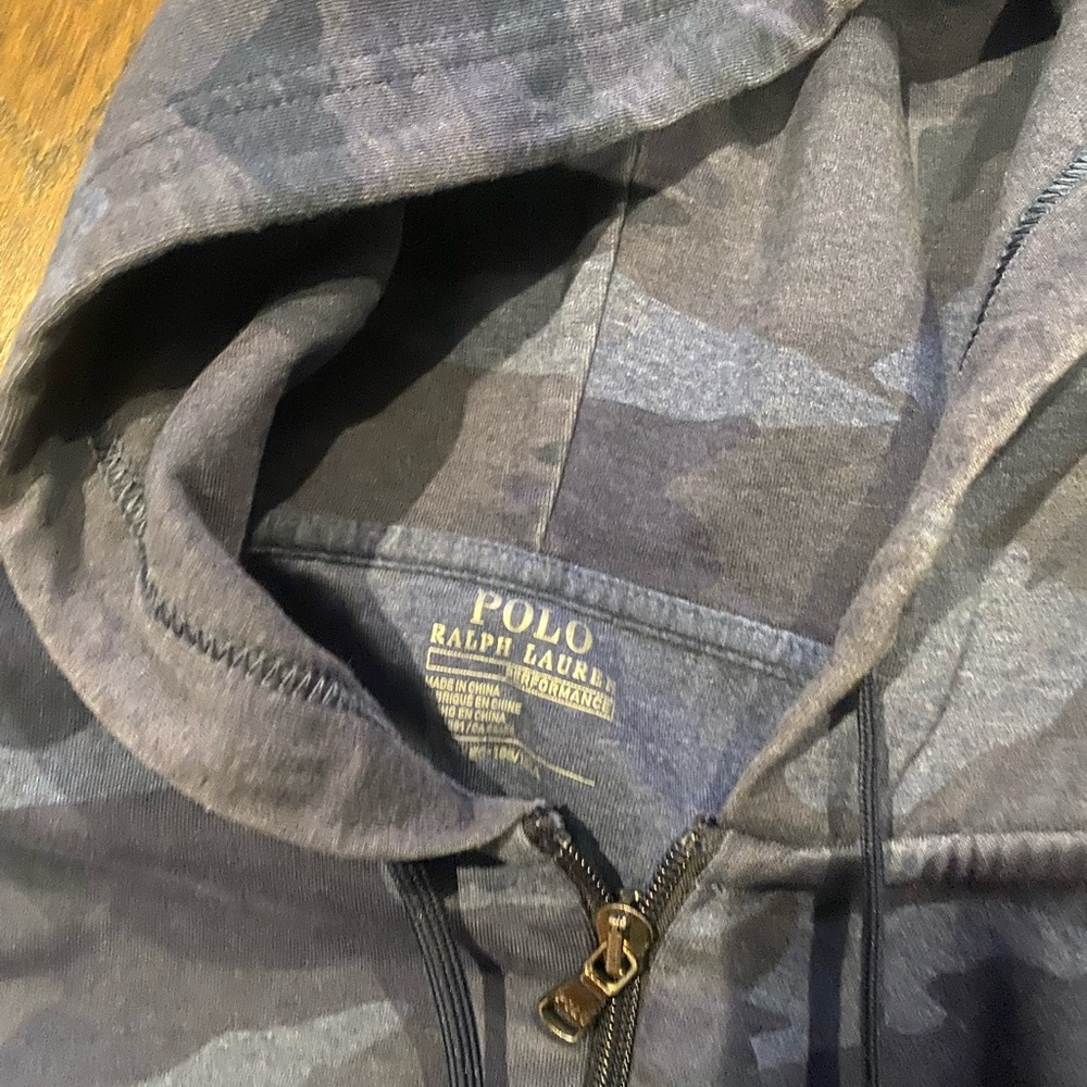Polo Ralph Lauren men’s xl hoody blue army print great condition - Picture 2 of 4